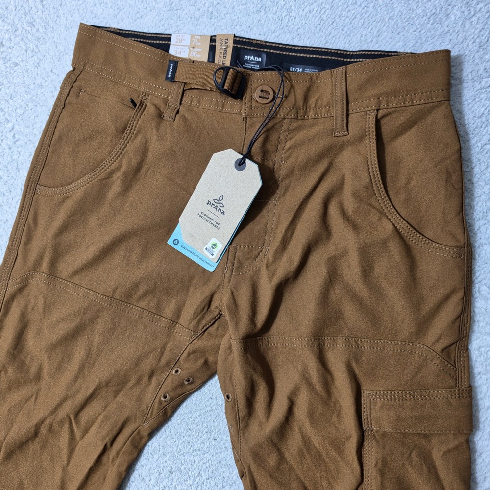 NEW Prana Stretch Zion Slim Pant II Mens 28/34 Sepia Brown Tapered Leg Stretch